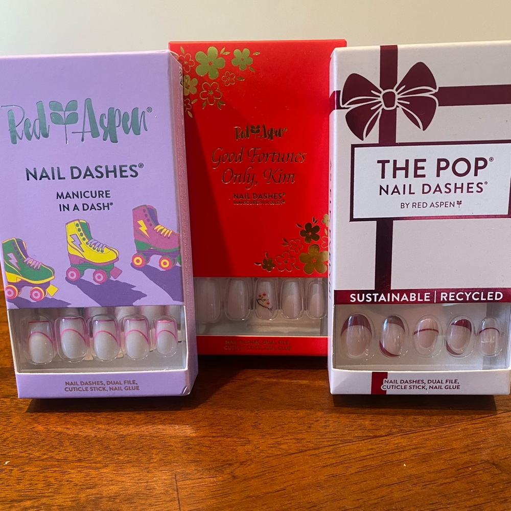 Nail Dashes, 3 sets. Brand new in boxes.